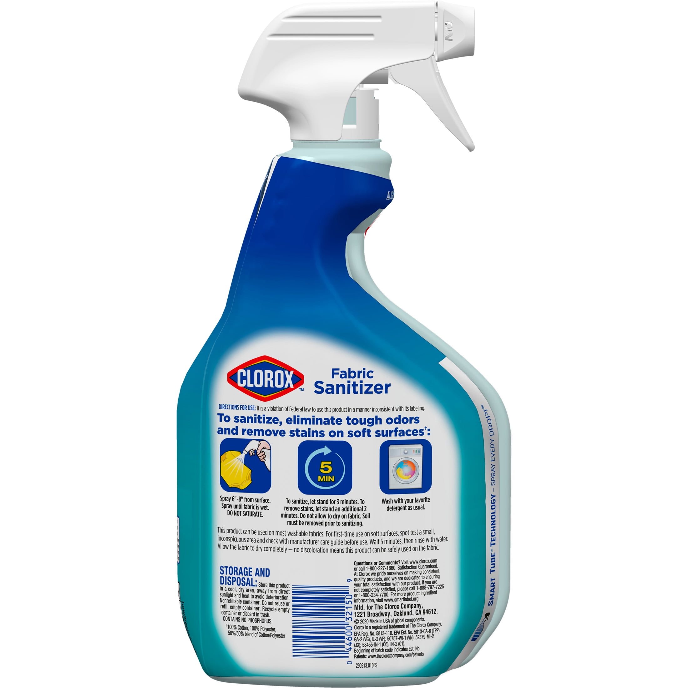 Clorox Bleach-Free Fabric Sanitizer and Odor Eliminating Laundry Sanitizer, Unsented, 24 fl oz