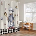 thumbnail image 4 of Kitchen Chef Dwarf Shower Curtain, Desserts Donuts Ice Cream Black Plaid Waterproof Shower Curtain Set with 12 Hooks Lightweight Bath Curtains Fabric Bathroom Decor 72x78 Inches, 4 of 9