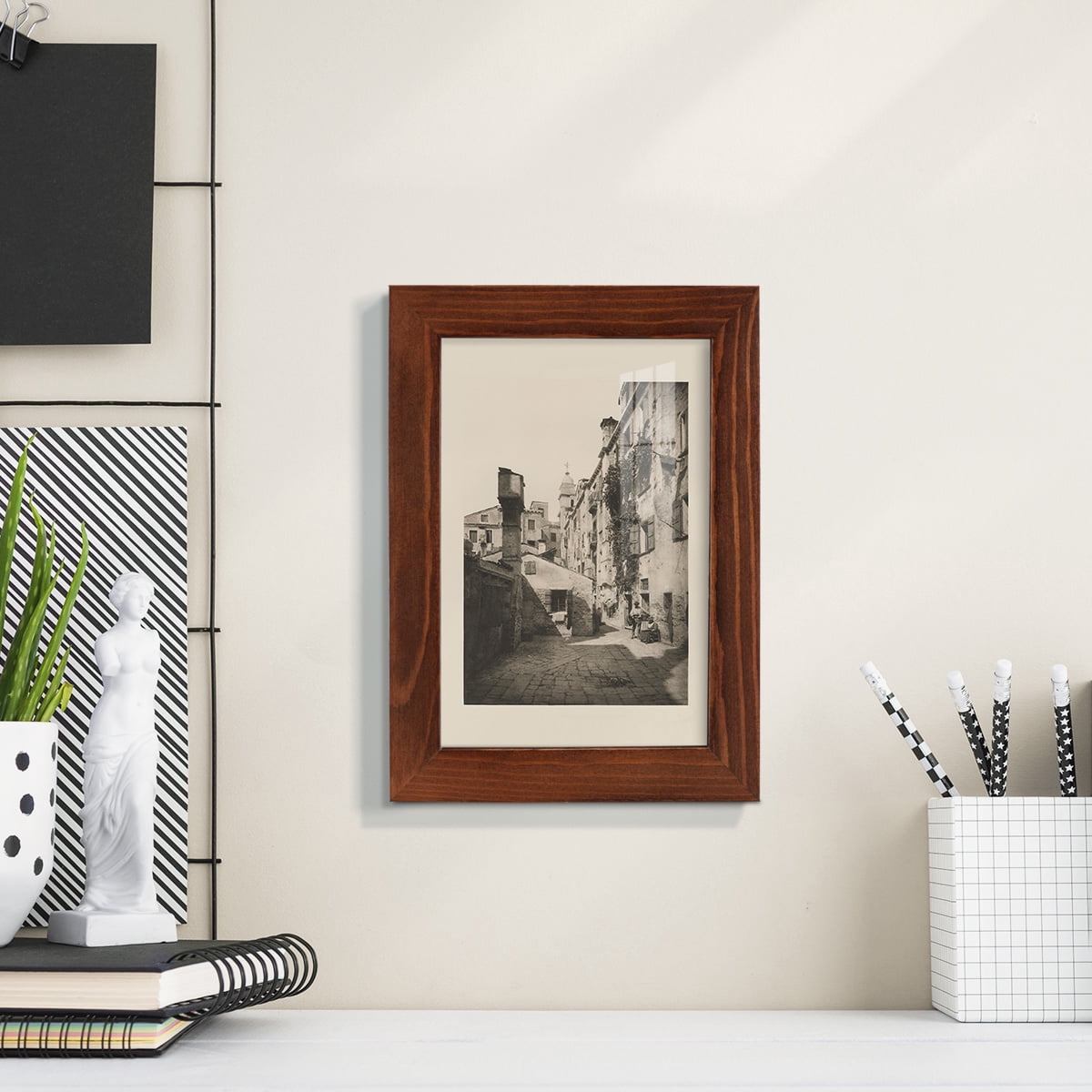 Vintage Views of Venice VIII - Framed Print w/glass - Chestnut