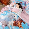 thumbnail image 5 of Erosebridal 3D Horses Twin Bedding Sets for Girls, Pink Cherry Blossoms Bedding Comforter Set, 5 of 6