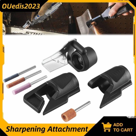 Dremel A679-02 3-in-1 Garden Tool Sharpening Attachment Kit for Chainsaw, Lawn Mower & Garden Tools with Multiple Grinding Stones