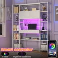 thumbnail image 4 of 6 Tier Bookcase with Writing Desk, LED Light Computer Desk with Hutch and Bookshelf, Storage Cabinet with Door, Storage Drawer, White, 4 of 10