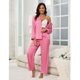 thumbnail image 4 of Silk Satin Pajamas for Women Set 2 Piece Silk Pjs Long Sleeve Top Cozy Sleepwear Silky Pajamas, 4 of 7