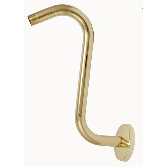 S-style Shower Arms High Rise Shower Arm, With Flanges (8", Polish Brass)