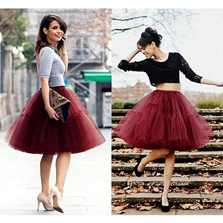 MisShow Female Princess Tutu Tulle Skirt Knee Length Underskirt Petticoat 5 Layers Walmart