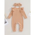 thumbnail image 4 of Bagilaanoe Baby Girl Fall Jumpsuits Newborn Long Sleeve Bodysuit + Headband 3M 6M 9M 12M 18M Infant Casual One Piece Romper, 4 of 8
