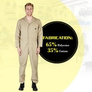 Natural Uniforms Long Sleeve Coverall 861 ( Khaki, Large )