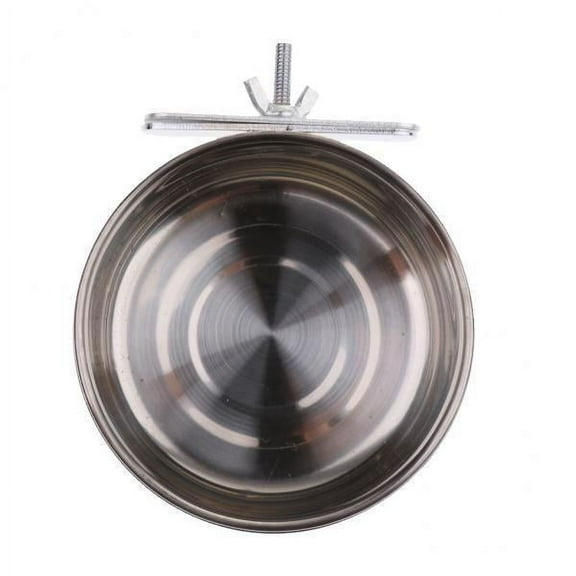 2x Bird Bowl, Food Bowl, Water Bowl Stainless Steel Bowl with Screw Fastening for Bird