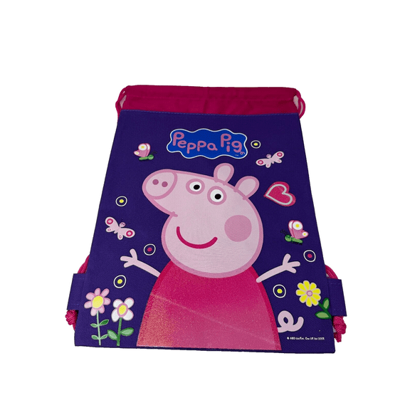 Peppa Pig Drawstring Backpack School Sport Grey Gym Bag