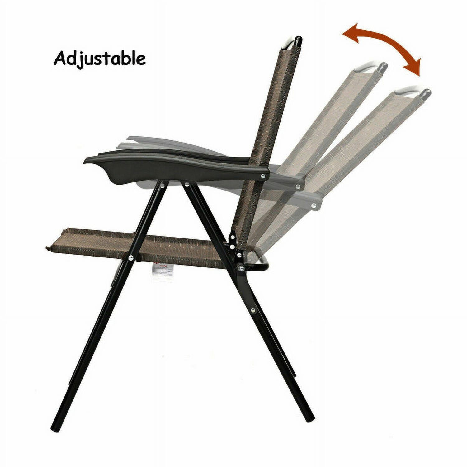 Aimee Lii 2 Pieces Folding Sling Chairs with Steel Armrests and Adjustable Back for Patio, Outdoor Patio Set