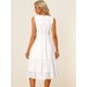thumbnail image 3 of Vestidos de ganchillo con cuello en V para mujer, sin mangas, en la playa, de verano, con gradas blanco M, 3 of 6