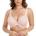 thumbnail image 3 of Women's Sexy Lace Embroidered Bras Full Coverage Unlined Underwire Plus Size Bra 42C, 3 of 9