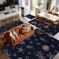 thumbnail image 5 of 3x5Ft Area Rugs Navy Blue Coastal Non-Skid Rubber Backing Large Rectangle Rugs - Living Room Bedroom Home Office, Nautical Summer Beach Sea Turtle Starfish Indoor Floor Mat Carpets Washable Rug, 5 of 9