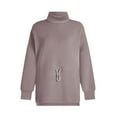 thumbnail image 3 of Baqcunre Women's Mid-Length Side Slit Tunic Drawstring Waist Pullover Hoodie Womens Tops Womens Turtleneck Long Sleeve Sweatshirt for Women Womens Sweatshirt Purple Xl, 3 of 4