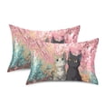 thumbnail image 2 of Haosy Satin Pillowcase for Hair and Skin Standard Cooling Silk Pillow Case with Envelope Closure Cats Pink Cherry Blossoms 20"x26", 2 of 9