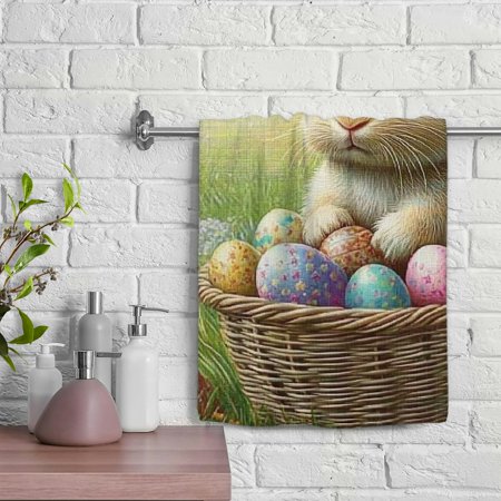 ZFLMY Bunny Eggs Grass 100% Polyester Modern Decorative Tea Towels for Bathroom Hotel Gym and Spa Kitchen Towels 29.5x13.8 inches 29.5x13.8in