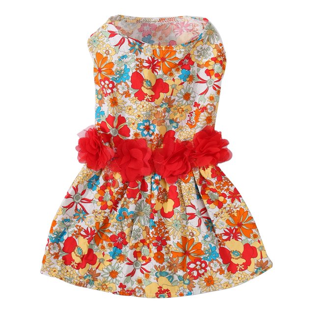 Vestido de flores de colores para perros pequeños y gatos, ropa suave para mascotas, ropa de uso diario y para bodas de princesas pequeñas y peludas