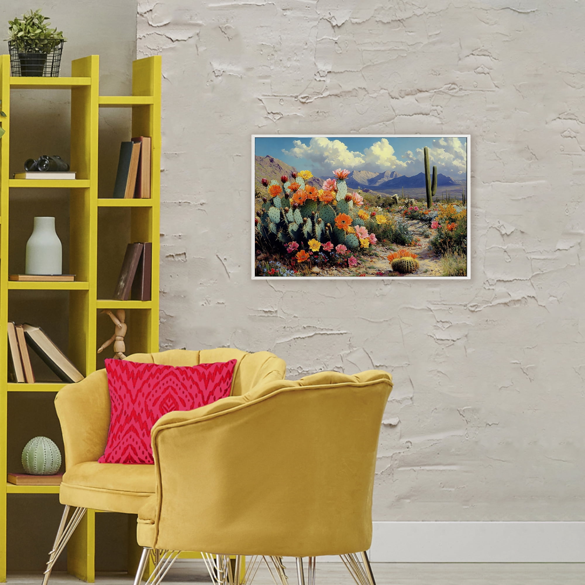 Stupell Industries Vibrant Cacti in Desert White Framed Giclee Art, design by Franklyn Gregory
