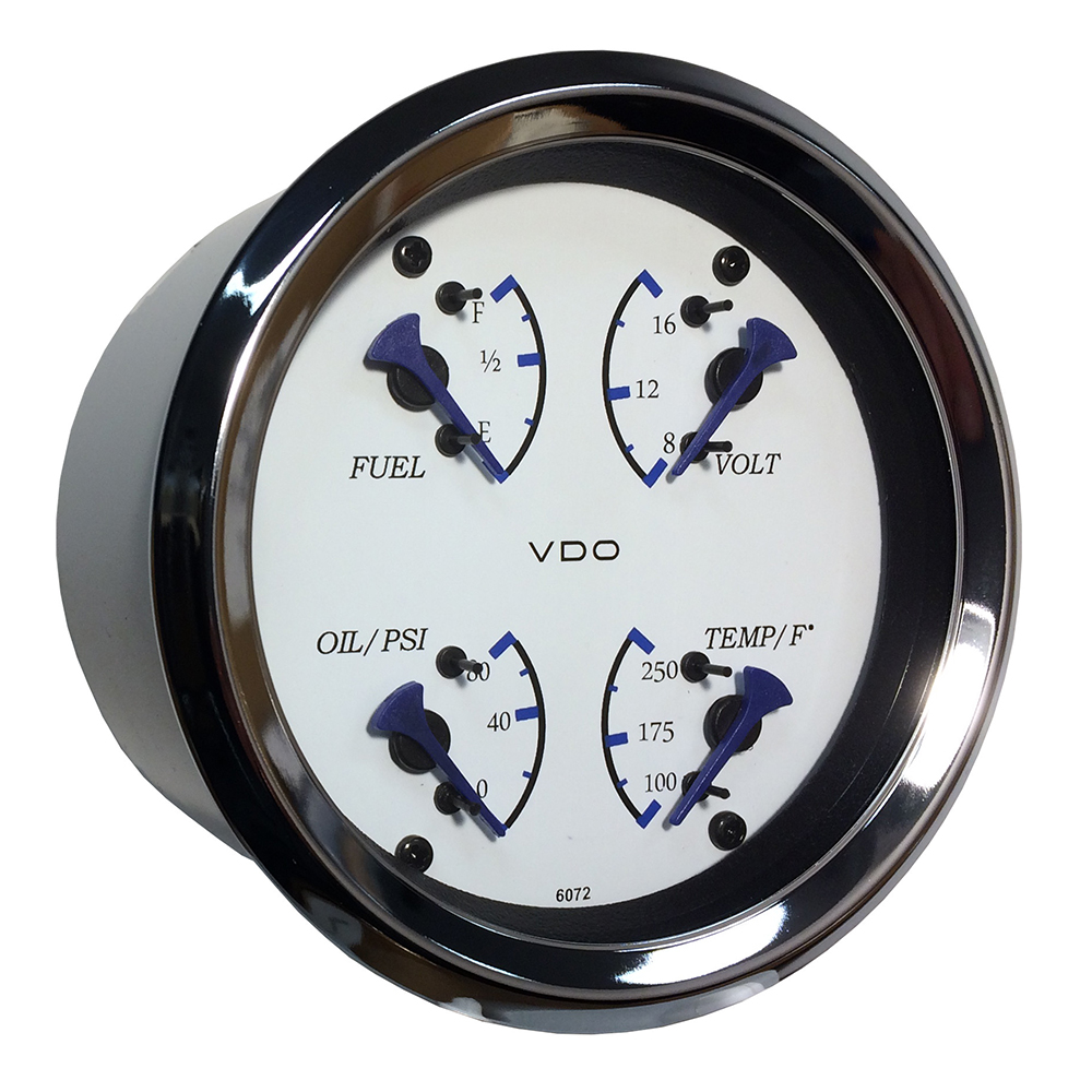 VDO ALLENTARE 4 IN 1 GAUGE 85MM WHITE DIAL BLUE POINTER