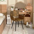 thumbnail image 6 of Homy Casa Modern Stool Set of 2 with Armrests Reception Area Bedroom Kitchen, Suede Brown, 6 of 7