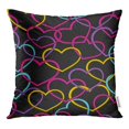 thumbnail image 1 of BOSDECO Red Pattern Valentine Color Hearts Blue Neon Love Pillow Case Pillow Cover 20x20 inch, 1 of 1