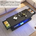 thumbnail image 6 of ChVans 47.3" High Glossy LED Coffee Table with 2 Sliding Storage Drawers, Living Room Coffee Table w/APP Control LED Lights, Modern Double-Layer Center Tables Large Furniture, Black, 6 of 8
