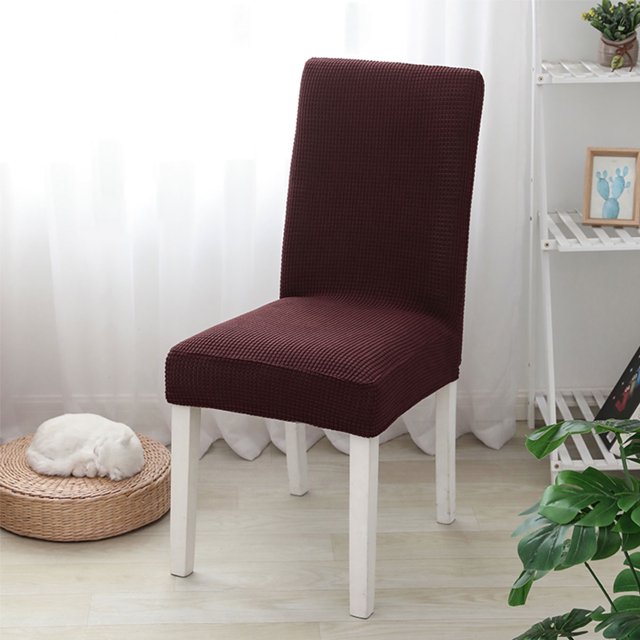 yeacher Stretchable Fleece Dining Chair Covers - All-Season, Durable, and Easy-Clean for Home, Office, or Restaurant Use in Amber Brown