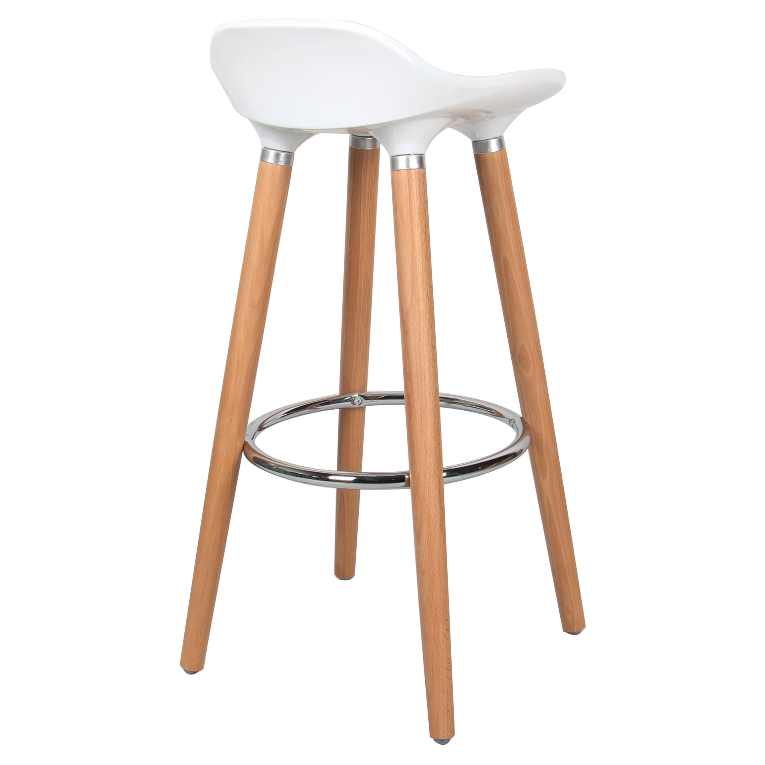 Moustache Hard Plastic Pvc Seat Modern Dining Room Chair Bar Cafe Stool Footrest Beech Wood Legs White Set Of 2 Barstools Home Semo Es