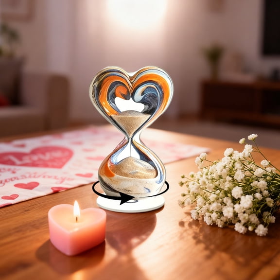 Valentine's Day 2D Rotating Heart Hourglass Standee, Romantic Love-Themed Tabletop Decor, Optical Illusion Funnel Design, Ideal for Anniversary, Date Night & Home Decoration