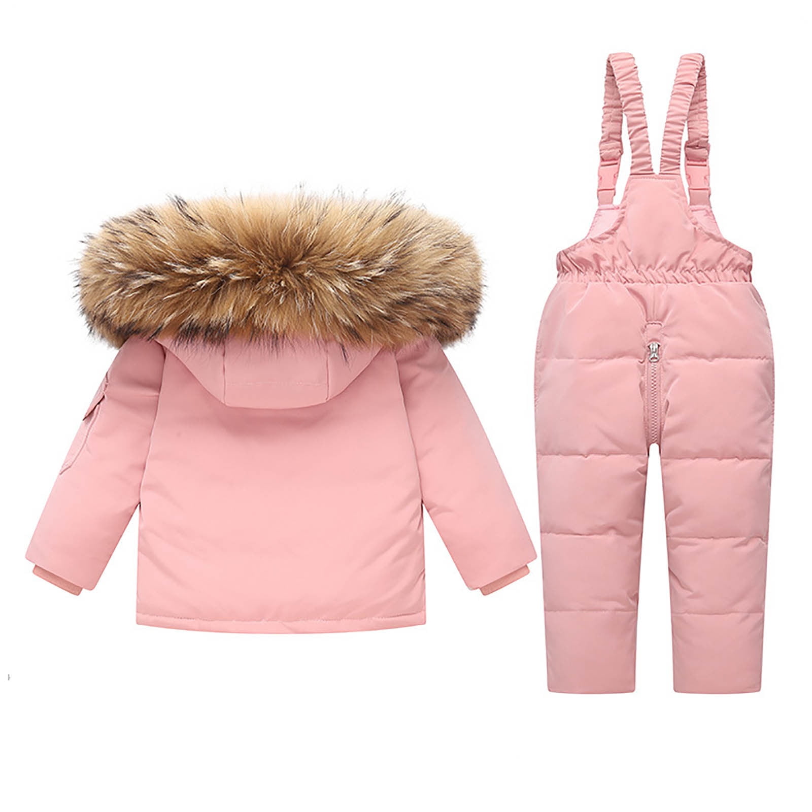 Toddler Ski Suits - Unisex Baby Girls' Boys' Snow Suits - Kids Winter Long Sleeve Hooded Puffer Jackets and Skiing Bibs 2 Piece Snowsuit for Outdoor Snowboarding Down Coats