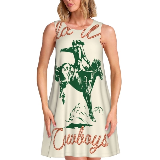 Balery West Cowboys Vestidos de verano para mujer con estampado: vestido holgado sin mangas, vestido playero informal y cómodo para días calurosos.