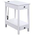 thumbnail image 2 of White Accent Storage Table With Charging, 2 Drawers & Practicality Port, Functional Design, 2 of 2
