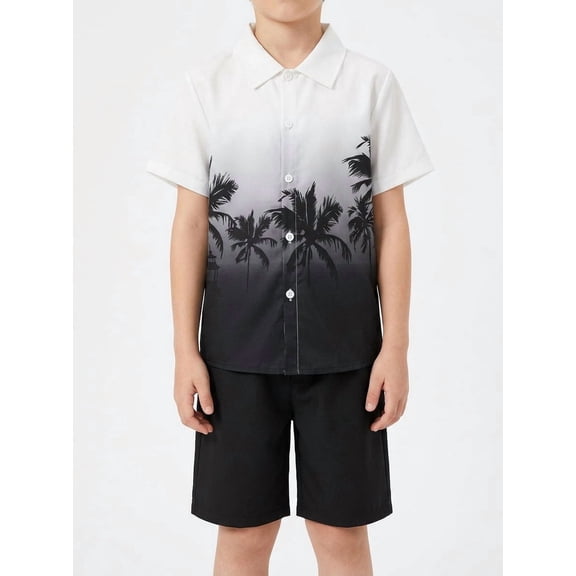 PureChapter Boys' Clothing Sets Boys Summer Outfits Hawaiian Short Sleeve Shirts Matching Shorts 2-Piece for Beach Vacation