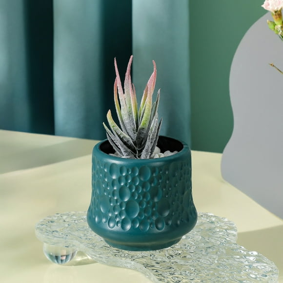 Mini Plastic Decorative Flower Vase Imitation Glazed Finish Tabletop Vase for Small Floral Displays, Compact Home Decor Accent (8.7cm)