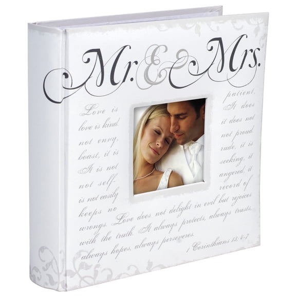 Malden - Mr. & Mrs Wedding Photo Album, Holds 160 4x6 Photos with Cover Photo Display