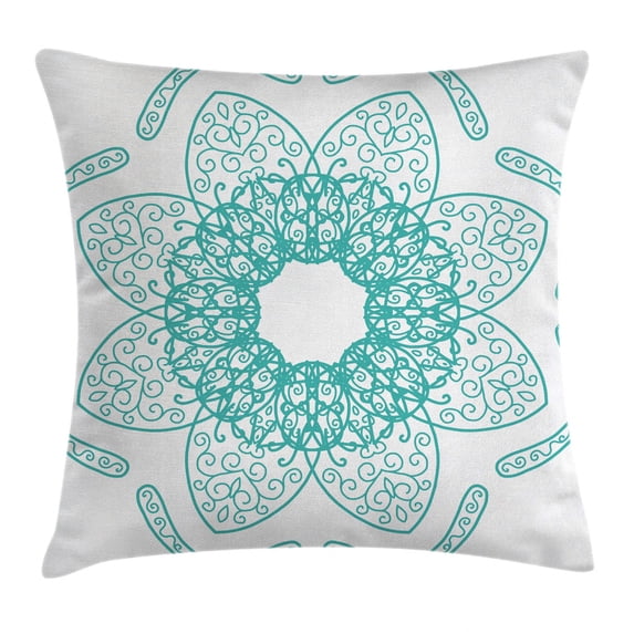 Arabesque Throw Pillow Cushion Cover, Persian Style Oriental Floral Pattern with Middle Eastern Authentic Bohemian Effects, Decorative Square Accent Pillow Case, 18 X 18 Inches, Seafoam, by Ambesonne