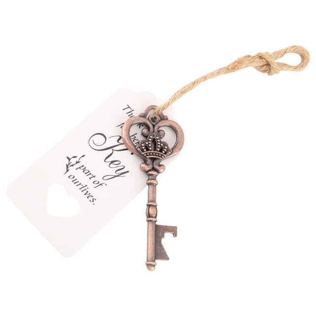 Bottle Opener Key-Shaped Bottle Opener with Tag Card Twine for Wedding Guests Gift Party(50Pcs)