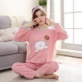 thumbnail image 2 of FANTADOOL Women's Cartoon Print Long Sleeves Autumn Winter Pajama Sets Sweet Loose Sleepwear, 2 of 5