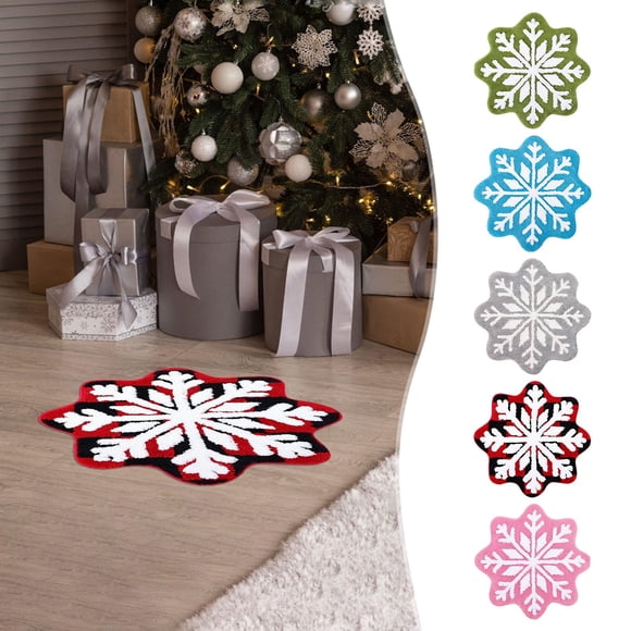 Feltree Snowflake Welcome Door Mat, Non-Slip Washable Christmas Rug for Indoor/Outdoor Entry, Festive Bathroom Decor