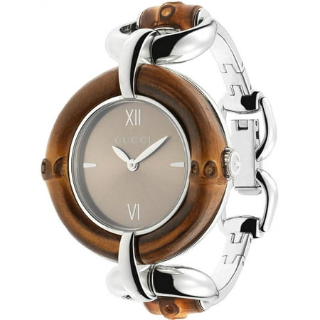 Gucci YA132402 Bamboo Brown Dial Stainless Steel Ladies Watch