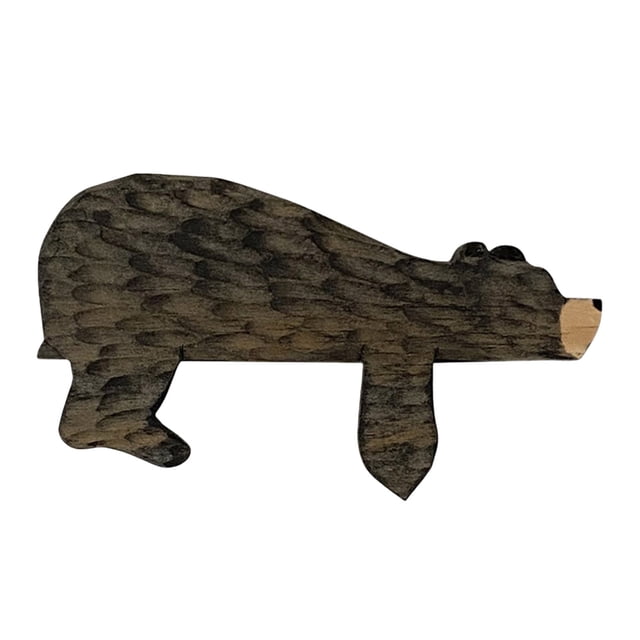 Decoración de la puerta de madera Brown Bear - Arte de madera natural tallada a mano, decoración rústica de cabaña y adorno duradero en la pared