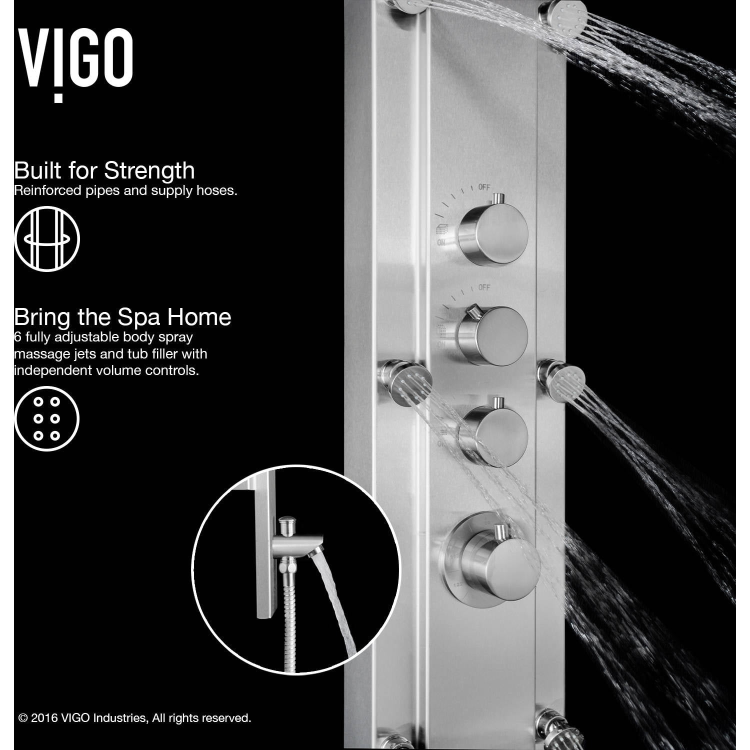 Vigo Shower Massage Panel System With Rain Showerhead Plus Hand Vigo Shower Massage Panel System With Rain Showerhead Plus Hand Tub Spout Com