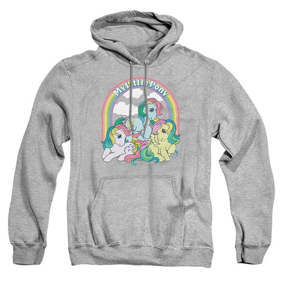 My Little Pony Retro Under The Rainbow Unisex Adult Pull-Over Heather Hoodie, Small, Athletic Heather