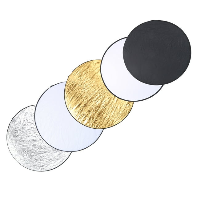 Gold Silver White Black Reflector, 5 In 1 Light Reflector 110cm Simple Lightweight Handhold with Storage Bag for Outdoor for Indoor for Portrait Photography