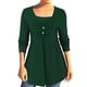 thumbnail image 1 of Gibobby Blusas Para Mujeres Tops de manga larga de dos piezas con dobladillo y botón de cuello cuadrado para mujer de color neto con cuentas（Verde， XL), 1 of 5