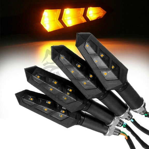 2 Pairs10MM Amber Motorcycle Turn Signals LED Lamp Tail Light Blinker Brake Stop Light for Harley Honda Yamaha Suzuki