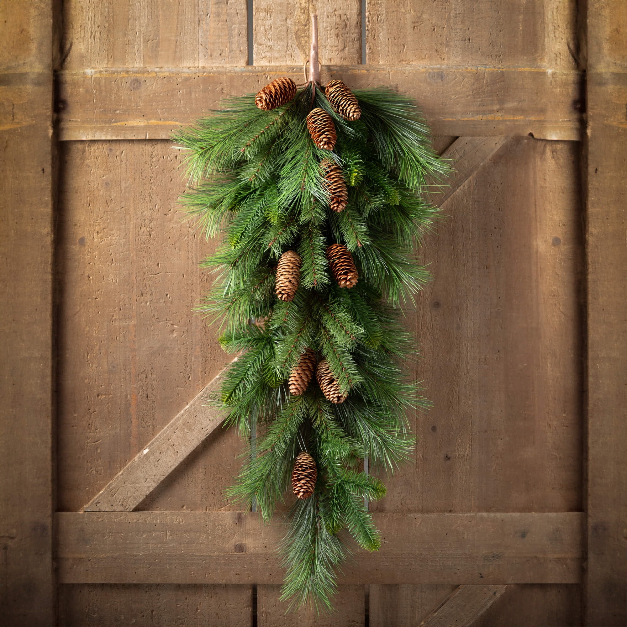 32"H Sullivans Artificial Pine Christmas Swag With Pinecones, Green