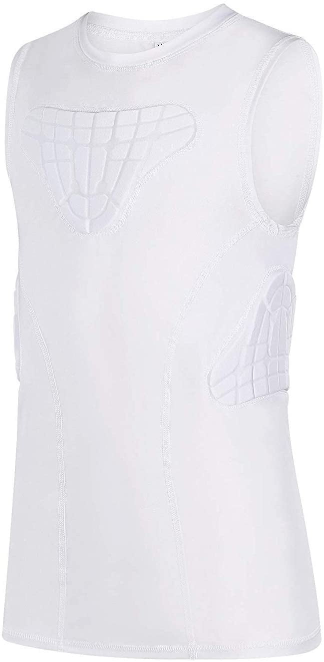 Youth Padded Compression Shirt Vest Chest Rib Protector for Rugby Baseball Football Basketball