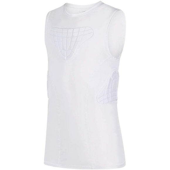 Youth Padded Compression Shirt Vest Chest Rib Protector for Rugby Baseball Football Basketball Lacrosse