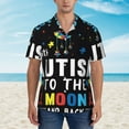 thumbnail image 4 of Balery I Love With Autism To The Moon And Back Print Men's Hawaiian Shirts Short Sleeve Beach Shirt Relaxed Fit Vacation Button Down Shirts-Medium, 4 of 9
